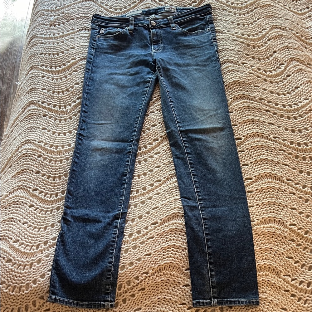 AG Adriano Goldschmied Dark Blue Straight Leg Jeans
“The Stilt Cigarette Leg”